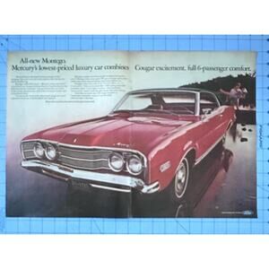 1967 Vintage Print Ad Red Mercury Montego Auto 2-pgs Centerfold